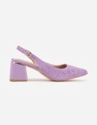 vices Sandale Mov cu toc gros Slingback cu branț din piele și model ajurat Iffinira