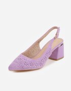 vices Sandale Mov cu toc gros Slingback cu branț din piele și model ajurat Iffinira