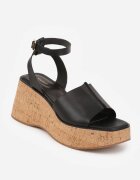 vices Sandale Negre cu Cataramă cu Toc Pană Stil Lemn Lynnoris