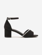 vices Sandale Negre cu toc bloc Decorate cu Zirconii Lumaneve