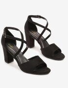 vices Sandale Negre cu toc gros Ornamentate cu barete Nitaniela