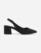 vices Sandale Negre cu toc gros Slingback cu Branț din Piele Ciaravien