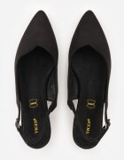vices Sandale Negre cu toc gros Slingback cu Branț din Piele Ciaravien