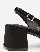 vices Sandale Negre cu toc gros Slingback cu branț din piele și cu Zirconii Nimirune