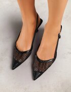 vices Sandale Negre cu toc kitten Slingback cu plasă Lumevile