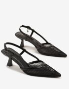 vices Sandale Negre cu toc kitten Slingback cu plasă Lumevile