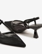 vices Sandale Negre cu toc kitten Slingback cu plasă Lumevile