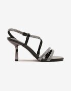 vices Sandale Negre cu toc stiletto cu barete cu zirconii Niladriella