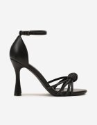 vices Sandale Negre cu toc stiletto cu nod și cu zirconii Tallomea