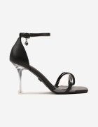vices Sandale Negre cu toc Stiletto cu Zirconii și cu baretă transparentă Edivinia
