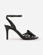 vices Sandale Negre cu toc stiletto Decorate în Față cu Fundiță Sparkle