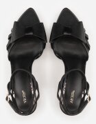 vices Sandale Negre cu toc stiletto Decorate în Față cu Fundiță Sparkle