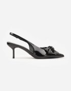 vices Sandale Negre cu Toc Subțire Slingback Decorate cu Fundă Nilendria
