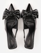 vices Sandale Negre cu Toc Subțire Slingback Decorate cu Fundă Nilendria