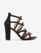 vices Sandale Negre Decorative cu toc bloc cu branț din piele Sesilla