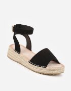 vices Sandale Negre din Imitatie de Piele Intoarsa cu Platforma Joasa Impletita Anameda
