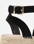 vices Sandale Negre din Imitatie de Piele Intoarsa cu Platforma Joasa Impletita Anameda