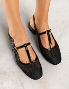 vices Sandale Negre Lăcuite Slingback cu plasă Mairelite
