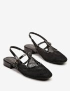 vices Sandale Negre Lăcuite Slingback cu plasă Mairelite