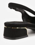 vices Sandale Negre pe toc conic cu branț din piele naturală fără călcâi Selenis
