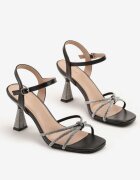 vices Sandale Negre pe Toc Conic cu Zirconii Tirnellis