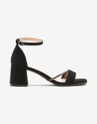 vices Sandale Negre pe toc gros cu zirconii Galisena