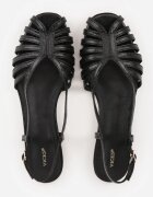 vices Sandale Negre Peep Toe pe talpă plată cu barete subțiri Nadalila