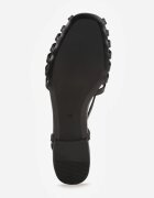 vices Sandale Negre Peep Toe pe talpă plată cu barete subțiri Nadalila