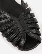 vices Sandale Negre Peep Toe pe talpă plată cu barete subțiri Nadalila