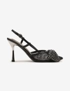 vices Sandale Negre plasă cu toc stiletto decorate cu fundă și paiete Reandra