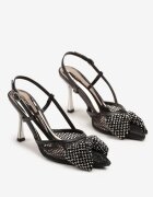 vices Sandale Negre plasă cu toc stiletto decorate cu fundă și paiete Reandra