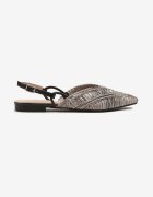 vices Sandale Negre Slingback cu Partea superioară Împletită și Fir Metalic Nilannia