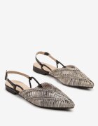 vices Sandale Negre Slingback cu Partea superioară Împletită și Fir Metalic Nilannia