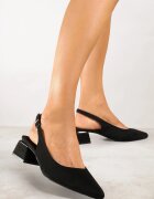 vices Sandale Negre Slingback cu Talpă din Piele Ciarissa