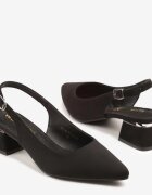 vices Sandale Negre Slingback cu Talpă din Piele Ciarissa