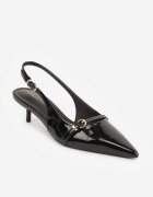 vices Sandale Negre Slingback cu toc cu baretă subțire pe vârf Elozira
