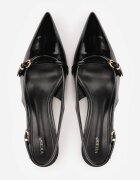 vices Sandale Negre Slingback cu toc cu baretă subțire pe vârf Elozira