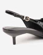 vices Sandale Negre Slingback cu toc cu baretă subțire pe vârf Elozira