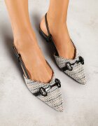 vices Sandale Negre Slingback Decorate cu Cataramă și Împletitură Nilasiela