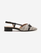 vices Sandale Negre Slingback Decorate cu Cataramă și Împletitură Nilasiela