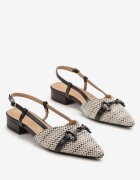 vices Sandale Negre Slingback Decorate cu Cataramă și Împletitură Nilasiela