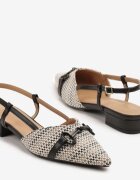 vices Sandale Negre Slingback Decorate cu Cataramă și Împletitură Nilasiela