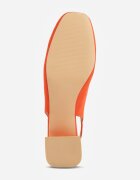 vices Sandale Portocalii cu Toc Bloc Slingback cu Branț din Piele și cu Pietre Nimirune
