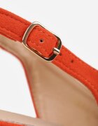 vices Sandale Portocalii cu Toc Bloc Slingback cu Branț din Piele și cu Pietre Nimirune