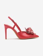 vices Sandale Roșii cu toc cui Slingback cu Floare 3D Koviano
