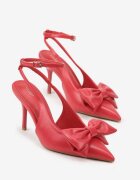 vices Sandale Roșii cu toc subțire Slingback decorate cu fundă Tilvanea