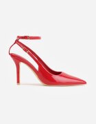 vices Sandale Roșii Lăcuite cu Toc Subțire Tip Slingback Dolenita