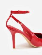 vices Sandale Roșii Lăcuite cu Toc Subțire Tip Slingback Dolenita