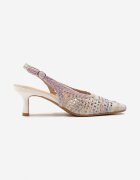 vices Sandale Roz-albastre cu toc cui Slingback cu decupaje ajurate Nilanira