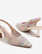 vices Sandale Roz-albastre cu toc cui Slingback cu decupaje ajurate Nilanira